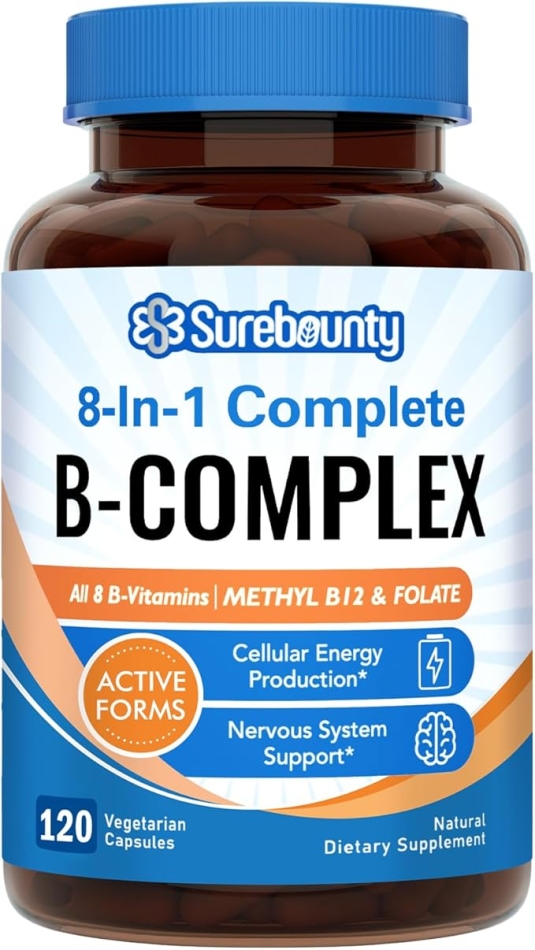 8-in-1 Vitamin B Complex Capsules for Women & Men, Super B Complex Vitamins