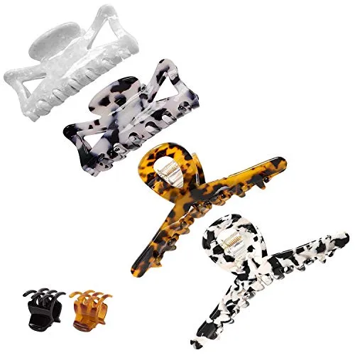 8 Pcs Large Claw Hair Clips 4.3''&3.6'' Tortoise Butterfly Hair Clips for Women Girls Thick Hair French Design Banana Clips Hair Celluloid Leopard Print Big Hair Barrettes for Thin Hair Styling Accessories