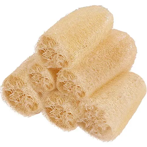 8 Pieces Whole Natural Loofah 6.3-7.9 Inches Exfoliating Biodegradable Loofah Sponges Cellulose Dish Scouring Scrubber