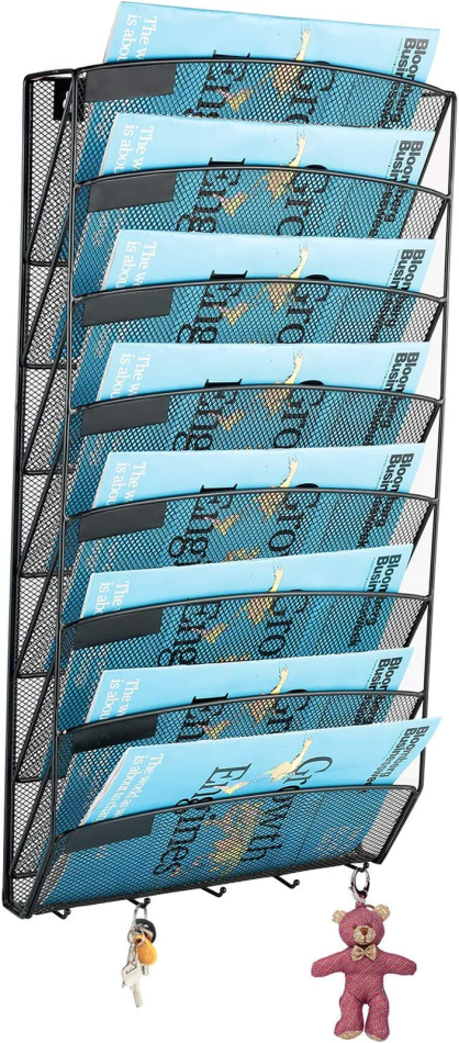 8 Pocket Wall File Organizer, Mesh Hanging File Holder Wall Mount Paper Letter O