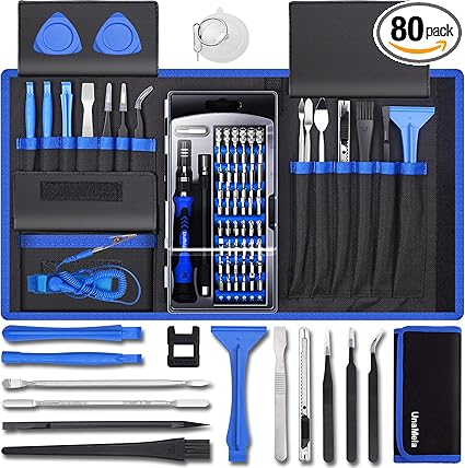 80 IN 1 Professional Computer Repair Tool Kit, Precision Screwdriver Set with 56 Bits, Magnetic Screwdriver Set for Laptop, PC, MacBook, Tablet, iPhone, PS4, Electronics, Gamer Tech Gifts for Men