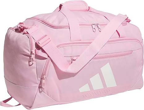 adidas Defender 5.0 Duffel, Durable Travel Gym Sports Bag for Men and Women, True Pink/White, Small (42L)