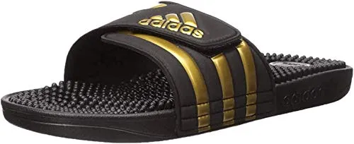 adidas Men's Adissage Slides, Black/Gold Metallic/Black, 12