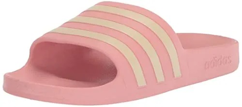 adidas Women's Adilette Aqua Slides Sandal, Wonder Mauve/Wonder White/Wonder Mauve, 6