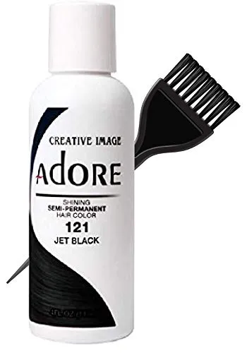 ADORE Creative Image Shining SEMI-PERMANENT Hair Color (STYLIST KIT) No Ammonia, No Peroxide, No Alcohol Haircolor Semi Permanent Dye (121 Jet Black)