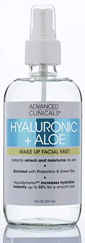 Advanced Clinicals Hyaluronic Acid & Aloe Facial Toner Hydrating Mist W/ Natural Extracts to Restore Soft, Smooth, Firm Skin - Non-Greasy Serum for Dry Skin Paraben, Sulfate & Alcohol Free. 8 Fl Oz