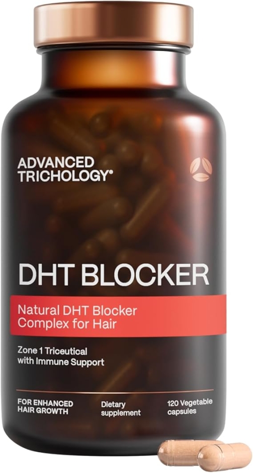 Advanced Trichology DHT Blocker with Immune Support - Hair Loss Supplements, High Potency Saw Palmetto, Green Tea & Probiotics, Gluten-Free, Vegetarian - 120-count Bottle - 90 Day Moneyback Guarantee
