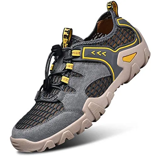 AFFINEST Mens Hiking Shoes Breathable Mesh Lightweight Water Shoes Quick Drying Sandals Walking Barefoot Outdoor Non Slip Training Sneakers(Grey,41)