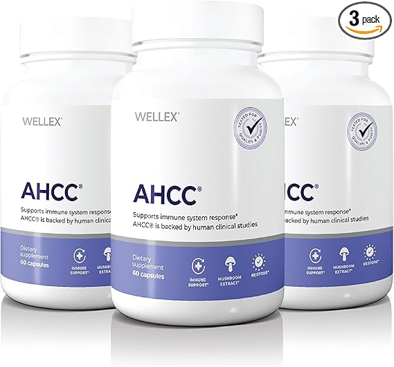 AHCC Supplement - Maximum Strength - Natural Immune Support Extract - Maintains Natural Killer Cell Activity - 20+ Human Research Studies - 60 Veggie Capsules (3 Pack)