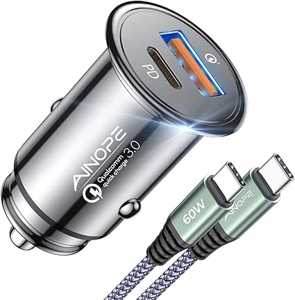 AINOPE 67.5W Car Charger USB C Fast Charge, PD 45W USB C Car Charger Fast ChargingãMini & Metalã Cigarette Lighter Adapter USB-C Type C Car Charger for iPhone 17 16 15 Pro Max, for Samsung S26 S25