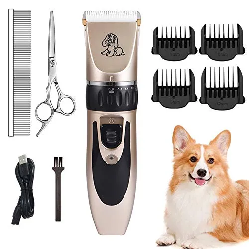 AIPET Dog Clippers Cordless Pet Hair Grooming Clippers Kit, Professional Low Noise Rechargeable Cordless Cat and Dog Clippers