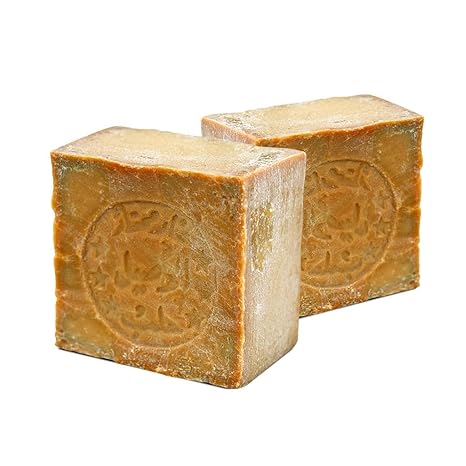 Aleppo Soap (2 Pack - 7 oz each)%100 Pure Olive Oil,Traditional Production, Natural, Vegan, Handmade, Skin Cleanser und Moisturizing, for Hands, Face and Body, Ancient Wisdom in a Bar of Soap
