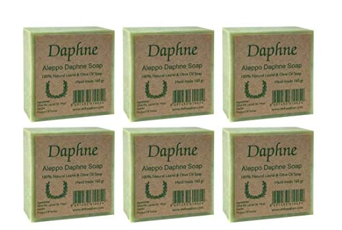 Aleppo Soap Bar - Handmade - 100% Pure Natural, Vegan with Olive Oil & Laurel, Shampoo Bar, 5.6 oz Each Bar (6 Bars)