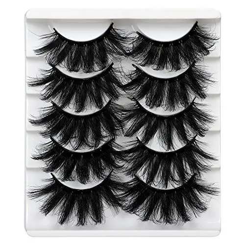 ALICROWN False Eyelashes 20MM Fluffy Crossed Luxury Volume Faux Mink Lashes 5D Thick Full Soft Handmade Lashes Pack