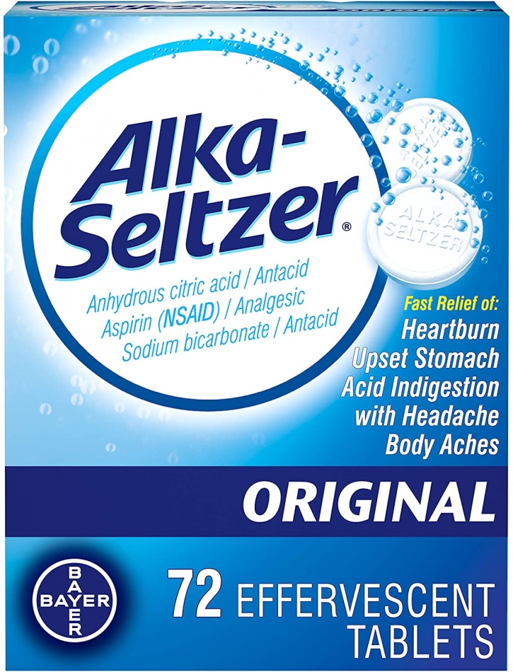 Alka-Seltzer Original Effervescent Tablets - Fast Relief of Heartburn Upset Stomach  Acid Indigestion with Headache and Body Aches - 72 Count