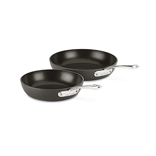 All-Clad Essentials Nonstick Hard Anodized 8.5 and 10.5-inch Fry Pans, 2 Piece, Grey