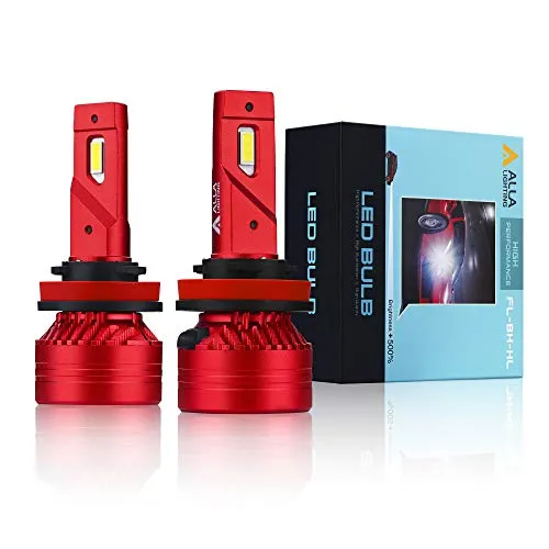Alla Lighting Mini FL-BH 12500 Lumens H8 H9 H11 LED Bulbs Newest 90W 6000K Xenon White, High/Low Beam Forward Lighting Xtreme Super Bright for Auto Cars, Trucks