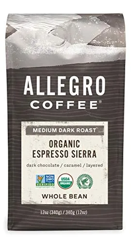 Allegro Coffee Organic Espresso Sierra Whole Bean Coffee, 12 oz