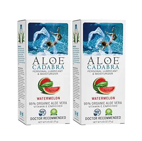 Aloe Cadabra Personal Lube, Organic Lubricant for Her, Him & Couples, Watermelon 2.5 Ounce (Pack of 2)