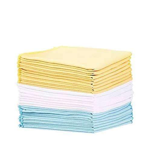 Amazon Basics Microfiber Ultra-Soft Suede Texture Cleaning Cloths - 24-Pack, Assorted Colors