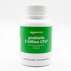 Amazon Brand - Solimo Probiotic 5 Billion CFU, 8 Probiotic strains with 60 mg Prebiotic Blend, 60 Vegetarian Capsules, 2 Month Supply, Supports Healthy Digestion