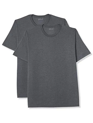 Amazon Essentials Men's Big & Tall 2-Pack Short-Sleeve Crewneck T-Shirt fit by DXL, Charcoal Heather, 2X Tall