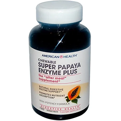 American Health Super Papaya Enzyme Plus Chewable Tablet - 180 per pack - 3 packs per case.