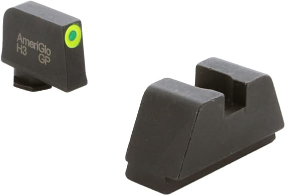 AmeriGlo, Sight, Fits All Glocks except 42/43, Green Tritium LimeGreenLumi Outline Front Black Rear, Tall Suppressor Set