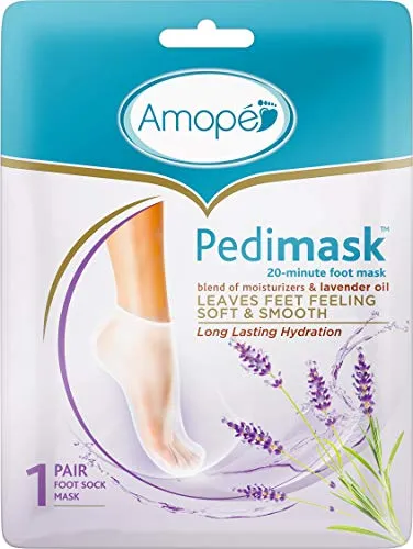 Amope Pedimask Foot Sock Mask (1 Pair), Blend of Moisturizers Lavender Oil Essence (Pack of 3)