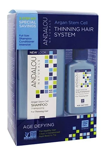 Andalou Naturals Age Defying Hair Thinning Treatment System, 3 Piece Kit Conditioner, Shampoo, 11.5 Ounce