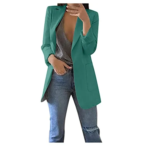 Aniywn Womens Open Front Blazer Long Sleeve Work Office Cardigan Jacket Casual Solid Color Ladies Business Outwear Jacket