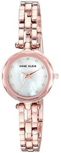 Anne Klein Women's Swarovski Crystal Accented Rose Gold-Tone Open Bracelet Watch