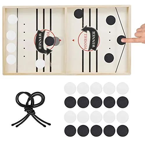 ANT MARCH Sling Foosball Fast Sling Puck Game Large Size with Extra 10 Pucks for Spare Use, Portable Slingpuck Board Game for Child, Foosball Slingshot Game Board
