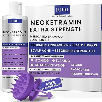 Anti Fungal Shampoo for Men & Women | Anti Dandruff, Medicated, Folliculitis Shampoo for Dry Scalp, Psoriasis, Ringworm | for Itchy, Flaky & Irritated Scalp | No Paraben & Sulphate | w/Dandruff Brush