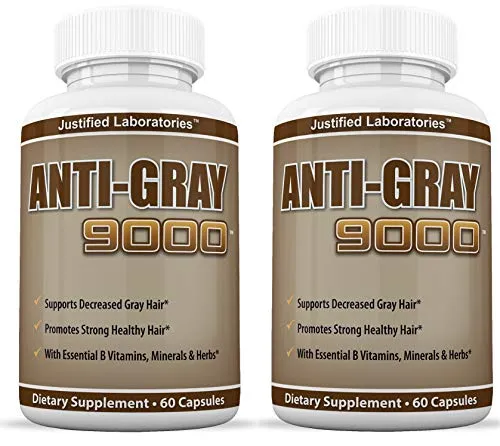 Anti Gray Hair 9000 Helps Restore Natural Hair Color 60 Capsules Per Bottle 2 Pack