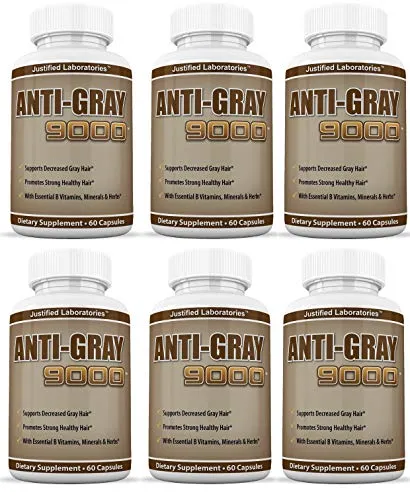 Anti Gray Hair 9000 Helps Restore Natural Hair Color 60 Capsules Per Bottle 6 Pack