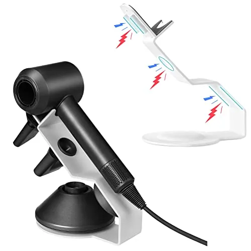 AOKEMAi Hair Dryer Stand Holder, Bathroom Organizer for Dyson Supersonic Hairdryer, Hair Dryer Accessories Stand Desktop Type Compatible with Dyson Supersonic Hair Dryers (White)