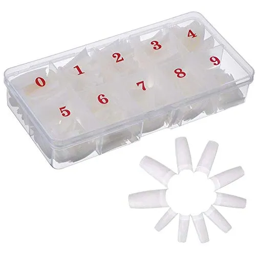 AORAEM 500pcs Lady French Acrylic Style Artificial False Nails Half Tips & Box (Natural)