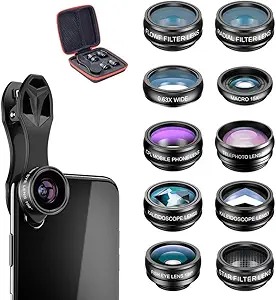 Apexel 10 in 1 Phone Camera Lens Kit Wide Angle