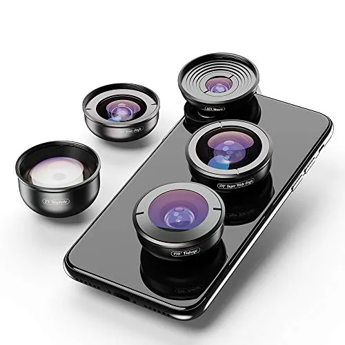 Apexel Professional Mobile Photography Lens Kit for iPhone Pixel Samsung Galaxy and Oneplus Camera Phones - Capturing Lanscape, Architectural, Portrait, Close-up Macro and Fisheye Effects