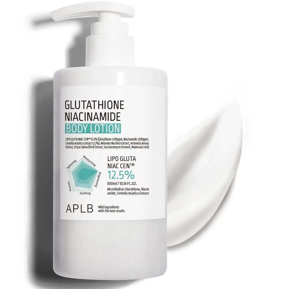 APLB Glutathione Niacinamide Body Lotion | LIPO GLUTA NIAC CENâ¢ 12.5% 10.14 FL.OZ/Korean Skincare, Long lasting hydration, Revitalize for gentle and improve skin texture