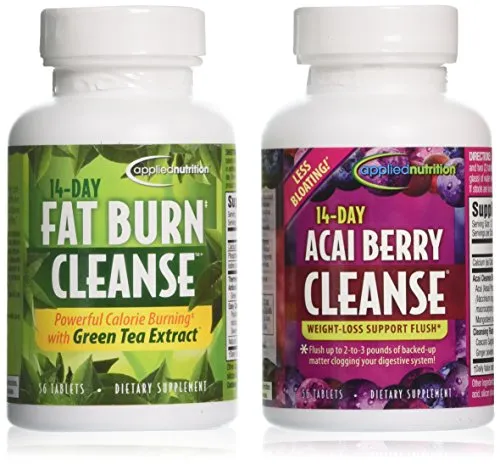 Applied Nutrition 14-Day Acai Berry Cleanse + 14-Day Fat Burn Cleanse, Value Pack 56 tablets per bottle
