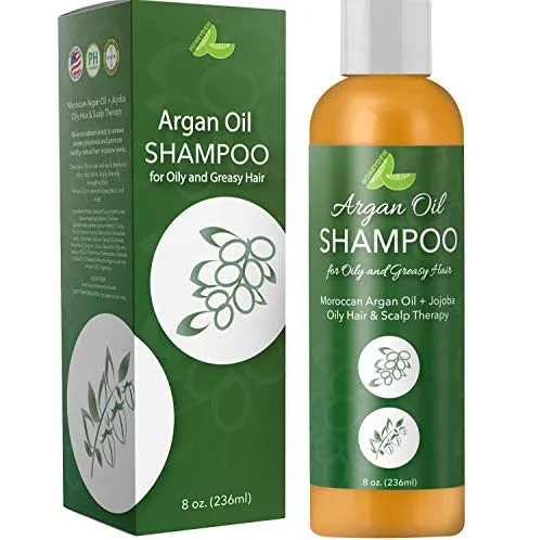 Argan Oil Shampoo for Oily Hair - Sulfate Free Clarifying Shampoo for Greasy Hair and Scalp - Natural Shampoo for Men and Women with Argan Oil for Hair Nourishing Keratin and Jojoba Oil for Hair Care