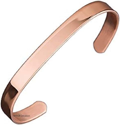Art Of Creation Pure Copper Bracelets Cuff Bangle Solid Kada for Men and Women Handmade | for Unisex