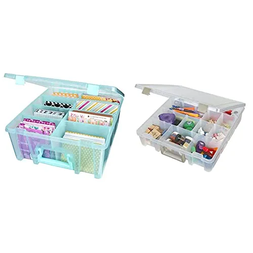 ArtBin 6990AA Super Satchel Double Deep, Portable Art & Craft Organizer with Handle & Super Satchel with Removable Dividers, Portable Art & Craft Organizer with Handle, [1] Plastic Storage Case