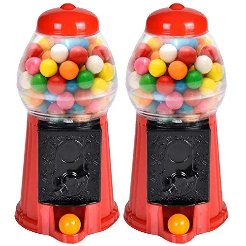 ArtCreativity Gumball Machine for Kids, Set of 2, 6.5 Inch Desktop Bubble Gum Mini Candy Dispenser, Unique Money Saving Coin Bank, Best Gift or Vintage Office Desk Decoration (Gumballs not Included)