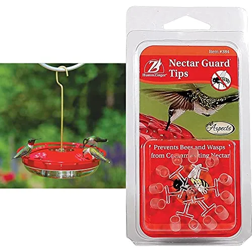 Aspects HummZinger Highview 12 Oz Hanging Hummingbird Feeder - 429, Red & 384 Nectar Guard Tips,Clear,4.5
