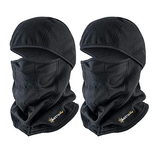 AstroAI Ski Mask Winter Balaclava for Cold Weather Windproof Breathable Face Mask for Men Women Skiing Snowboading & Motorcycle Riding, Black (2Pack)