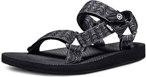 ATIKA CLSL Men's Islander Walking Sandals, Arch Support Trail Outdoor Hiking Sandals, Strap Sport Sandals, Summer Water Shoes, Islander(m114) - Wave Black, 10
