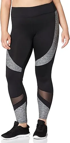 AURIQUE Women's High Waisted Colour Block Sports Legging, Black, 8 (Manufacturer size: XS)